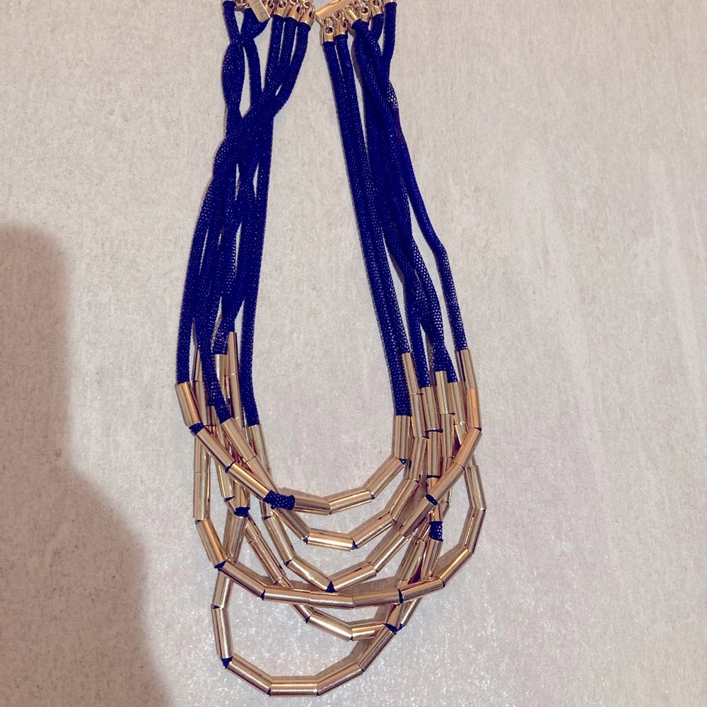 Mika cobalt blue and gold necklace.